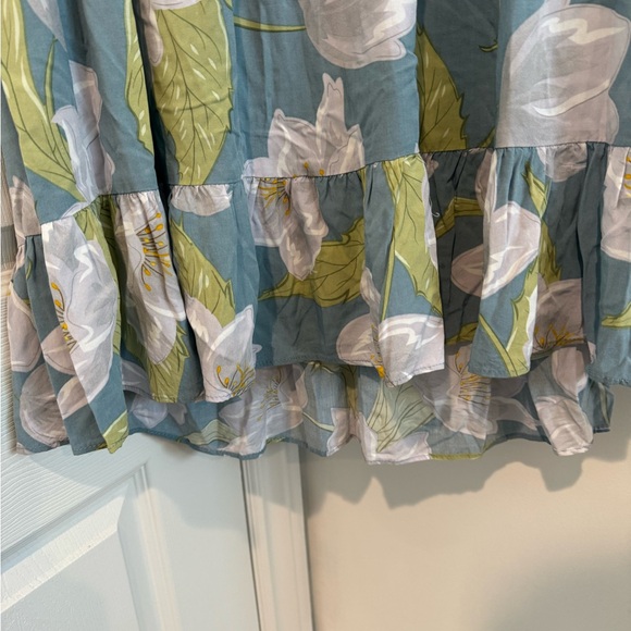 2/$20 Papillon Blanc Floral Dress in Blue and Green babydoll cottagecore fairy L - Picture 2 of 7